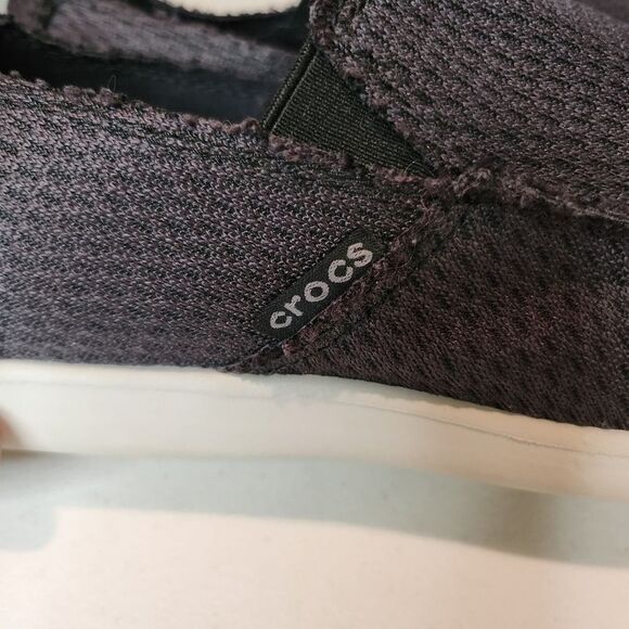 CROCS Santa Cruz Distressed Edge Black Canvas Slip-on Loafer Shoes Men's Size 7 - Picture 3 of 12